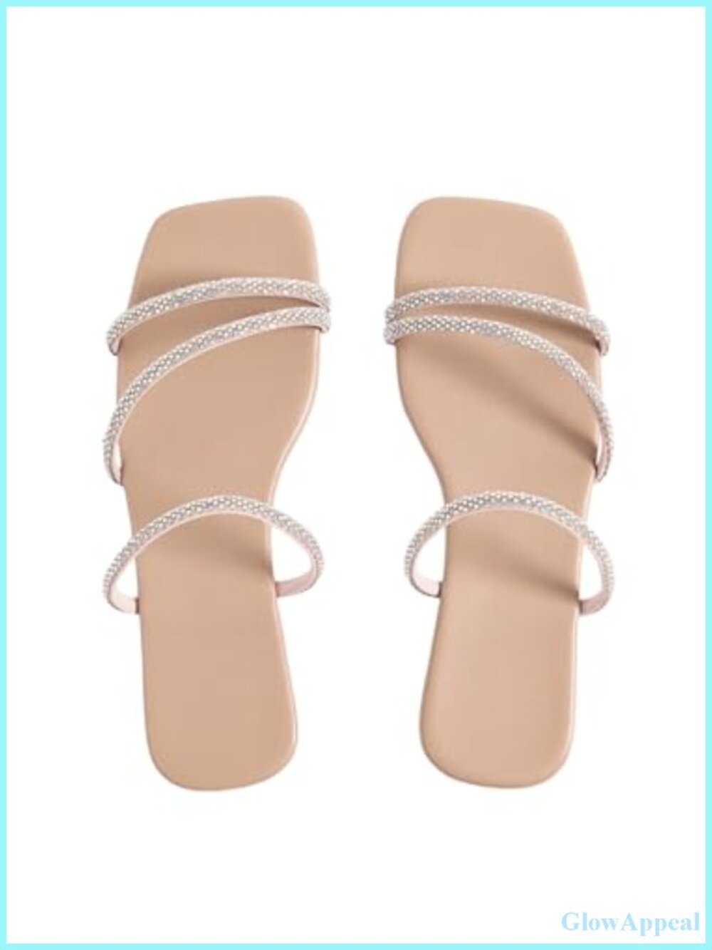 Rhinestone Slide Sandals Sparkly Glitter Dressy Flats Open Toe Slip On